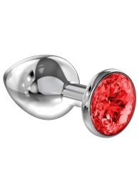 Большая серебристая анальная пробка Diamond Red Sparkle Large с красным кристаллом - 8 см. - Lola Games - купить с доставкой в Кисловодске