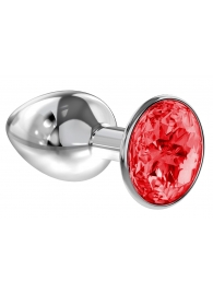 Малая серебристая анальная пробка Diamond Red Sparkle Small с красным кристаллом - 7 см. - Lola Games - купить с доставкой в Кисловодске