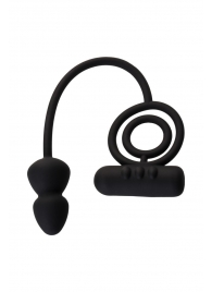 Чёрное эрекционное кольцо с вибропулькой и анальным хвостом - Erotist Adult Toys - в Кисловодске купить с доставкой