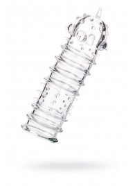 Прозрачная насадка на пенис TOYFA A-Toys с ребрами и точками - 15,3 см. - A-toys - в Кисловодске купить с доставкой