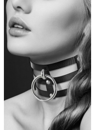 Чёрный тройной чокер с большим кольцом - Bijoux Pour Toi - купить с доставкой в Кисловодске