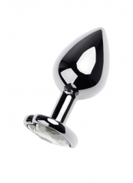 Серебристая анальная пробка с прозрачным кристаллом-сердцем - 8 см. - ToyFa - купить с доставкой в Кисловодске