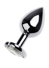 Серебристая анальная пробка с прозрачным кристаллом-сердцем - 8 см. - ToyFa - купить с доставкой в Кисловодске