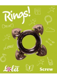 Чёрное эрекционное кольцо Rings Screw - Lola Games - в Кисловодске купить с доставкой