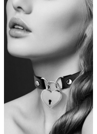 Черный чокер с замком в форме сердца - Bijoux Pour Toi - купить с доставкой в Кисловодске