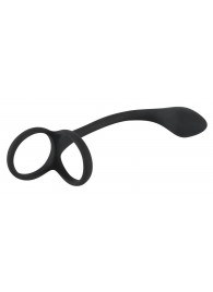 Эрекционное кольцо с утяжкой на мошонку и анальным плаг Black Velvets - Orion - в Кисловодске купить с доставкой