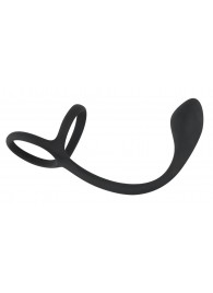 Эрекционное кольцо с утяжкой на мошонку и анальным плаг Black Velvets - Orion - в Кисловодске купить с доставкой