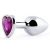 Серебристая анальная пробка с фиолетовым кристаллом-сердечком - 8 см. - Anal Jewelry Plug - купить с доставкой в Кисловодске