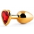 Золотистая анальная пробка с красным стразом-сердечком - 8 см. - Anal Jewelry Plug - купить с доставкой в Кисловодске