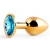 Золотистая анальная пробка с голубым стразом - 7,2 см. - Anal Jewelry Plug - купить с доставкой в Кисловодске