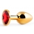 Золотистая анальная пробка с красным стразом - 7,2 см. - Anal Jewelry Plug - купить с доставкой в Кисловодске