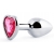 Серебристая анальная пробка с розовым кристаллом-сердечком - 7 см. - Anal Jewelry Plug - купить с доставкой в Кисловодске