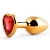 Золотистая анальная пробка с красным стразом-сердечком - 7 см. - Anal Jewelry Plug - купить с доставкой в Кисловодске