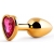 Золотистая анальная пробка с малиновым кристаллом-сердечком - 7 см. - Anal Jewelry Plug - купить с доставкой в Кисловодске
