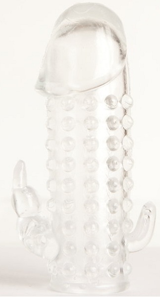 Гелевая прозрачная насадка с 2 отростками - 13 см. - Toyfa Basic - в Кисловодске купить с доставкой