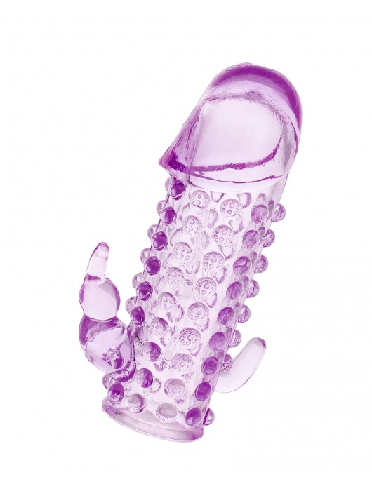 Закрытая фиолетовая насадка с 2 отростками - 13 см. - Toyfa Basic - в Кисловодске купить с доставкой