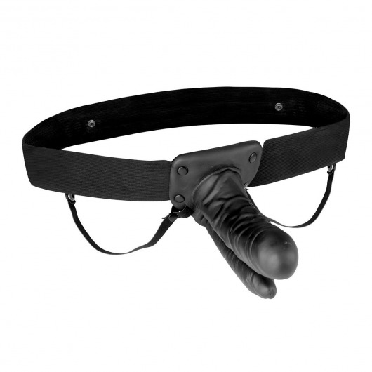 Полый страпон с двумя отростками и вибрацией Unisex Vibrating Hollow Strap-On Double Penetrating Dildo - 17,8 см. - Lux Fetish - купить с доставкой в Кисловодске