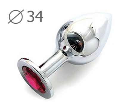 Коническая серебристая анальная втулка с малиновым кристаллом - 8,2 см. - Anal Jewelry Plug - купить с доставкой в Кисловодске
