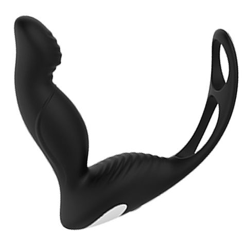 Черный вибромассажер простаты P-PLEASER W ERECTION ENHANCE - Dream Toys - в Кисловодске купить с доставкой