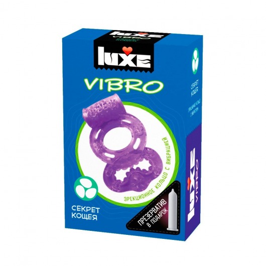 Фиолетовое эрекционное виброкольцо Luxe VIBRO  Секрет Кощея  + презерватив - Luxe - в Кисловодске купить с доставкой