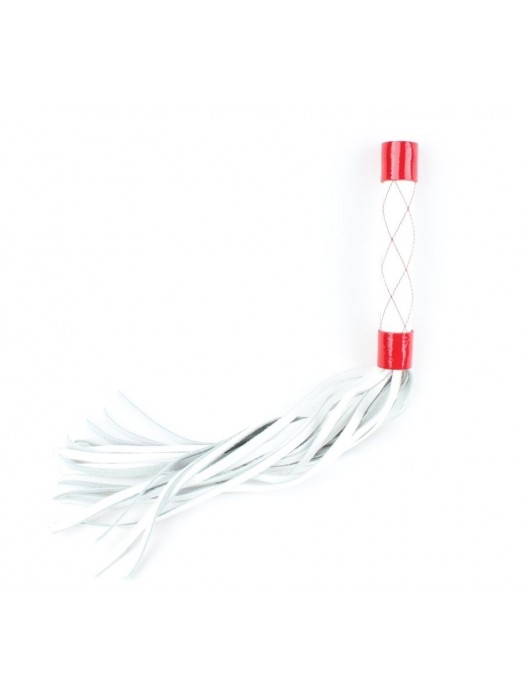 Бело-красная плеть средней длины с ручкой - 44 см. - БДСМ Арсенал - купить с доставкой в Кисловодске
