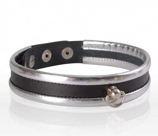 Узкий серебристо-черный ошейник - Sitabella - купить с доставкой в Кисловодске