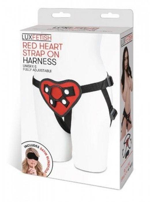 Трусики с красным сердечком для страпона - Lux Fetish - купить с доставкой в Кисловодске