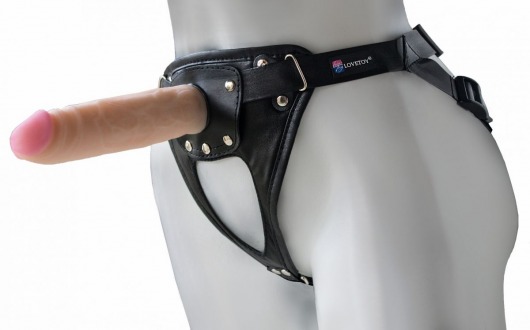 Черный пояс-трусики с насадкой  Soft-Принц  - 17 см. - LOVETOY (А-Полимер) - купить с доставкой в Кисловодске