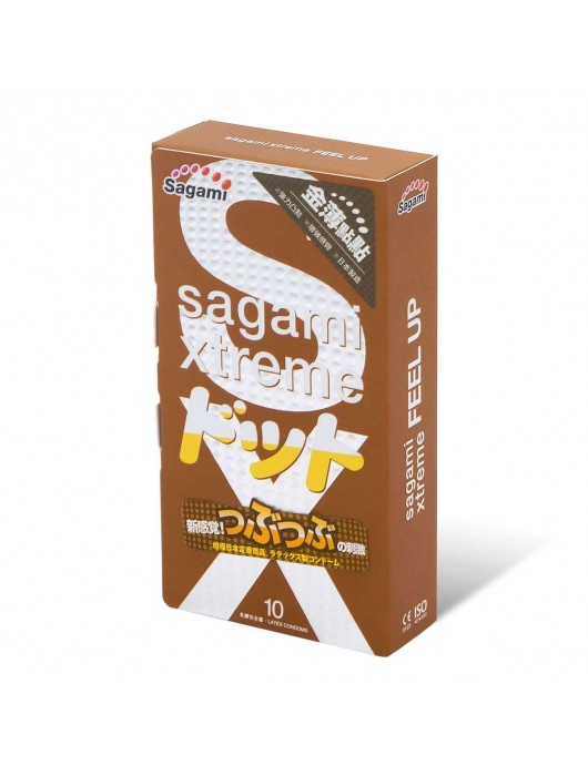 Презервативы Sagami Xtreme FEEL UP с точечной текстурой и линиями прилегания - 10 шт. - Sagami - купить с доставкой в Кисловодске