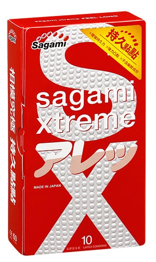 Утолщенные презервативы Sagami Xtreme Feel Long с точками - 10 шт. - Sagami - купить с доставкой в Кисловодске