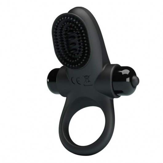 Черное эрекционное виброкольцо в клиторальной щеточкой Vibrant Penis Ring II - Baile - в Кисловодске купить с доставкой