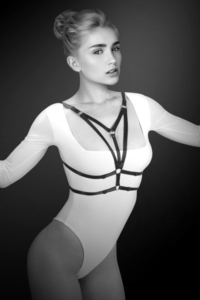 Черная упряжь на грудь Laura - Bijoux Pour Toi - купить с доставкой в Кисловодске