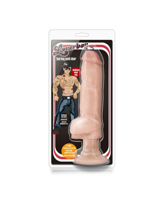 Телесный реалистичный вибратор Bad Boy Next Door с пирсингом - 33 см. - Blush Novelties