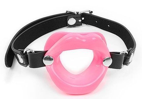 Розовый кляп-губки на черном ремешке - Notabu - купить с доставкой в Кисловодске