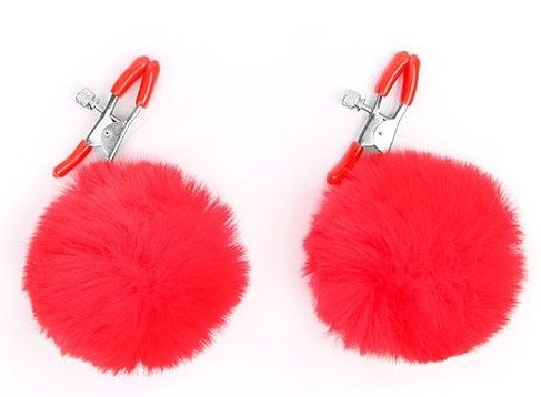Зажимы для сосков с красным пушком - Notabu - купить с доставкой в Кисловодске