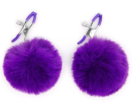 Зажимы для сосков с фиолетовым пушком - Notabu - купить с доставкой в Кисловодске