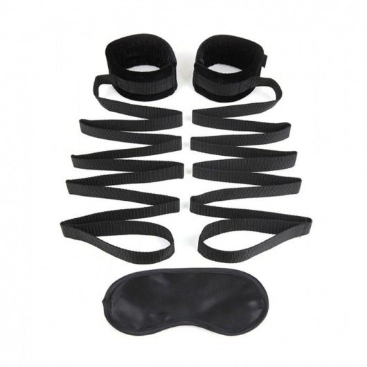 Чёрные манжеты для фиксации на кровати Bondage Bed Strap - Lux Fetish - купить с доставкой в Кисловодске