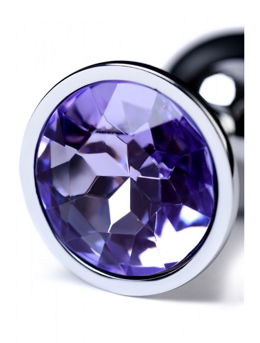 Серебристая конусовидная анальная пробка с фиолетовым кристаллом - 7 см. - ToyFa - купить с доставкой в Кисловодске