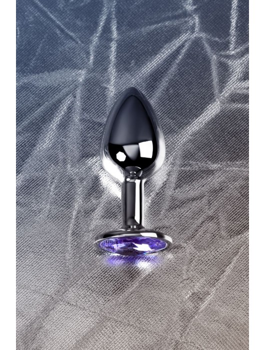 Серебристая конусовидная анальная пробка с фиолетовым кристаллом - 7 см. - ToyFa - купить с доставкой в Кисловодске