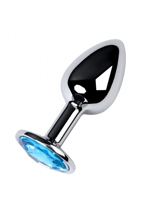 Серебристая конусовидная анальная пробка с голубым кристаллом - 7 см. - ToyFa - купить с доставкой в Кисловодске