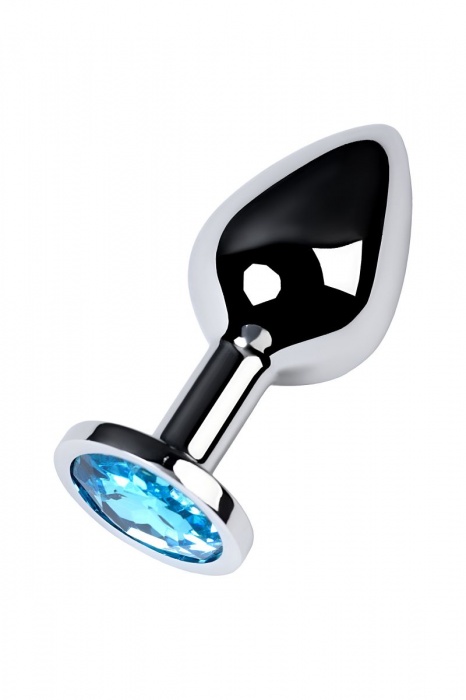 Серебристая конусовидная анальная пробка с голубым кристаллом - 8 см. - ToyFa - купить с доставкой в Кисловодске
