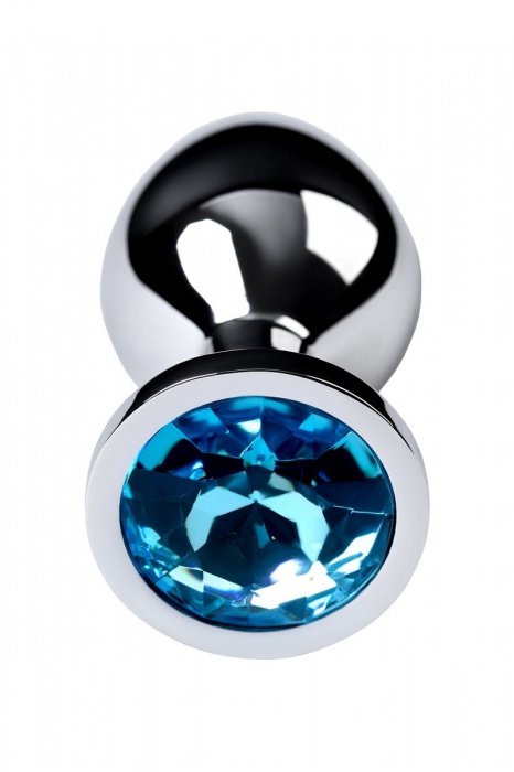 Серебристая конусовидная анальная пробка с голубым кристаллом - 8 см. - ToyFa - купить с доставкой в Кисловодске