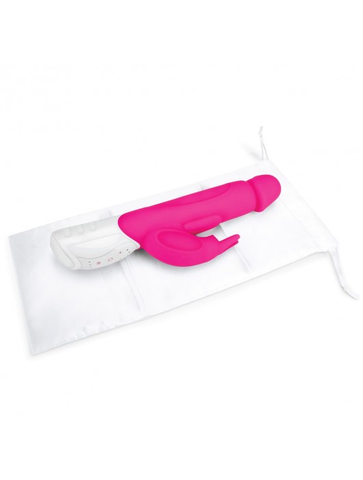 Розовый перезаряжаемый вибратор с клиторальным стимулятором - 25 см. - Rabbit Essentials