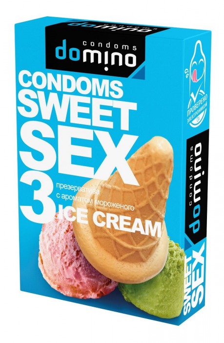 Презервативы для орального секса DOMINO Sweet Sex с ароматом мороженого - 3 шт. - Domino - купить с доставкой в Кисловодске