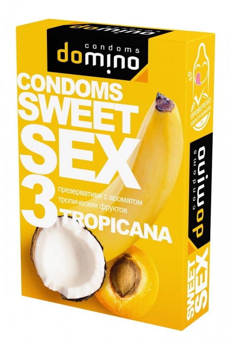Презервативы для орального секса DOMINO Sweet Sex с ароматом тропических фруктов - 3 шт. - Domino - купить с доставкой в Кисловодске
