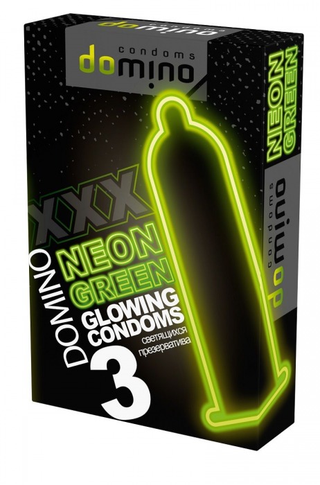 Презервативы DOMINO Neon Green со светящимся в темноте кончиком - 3 шт. - Domino - купить с доставкой в Кисловодске