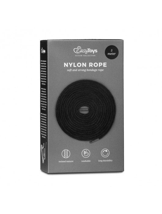Черная веревка для бондажа Easytoys Bondage Rope - 5 м. - Easy toys - купить с доставкой в Кисловодске