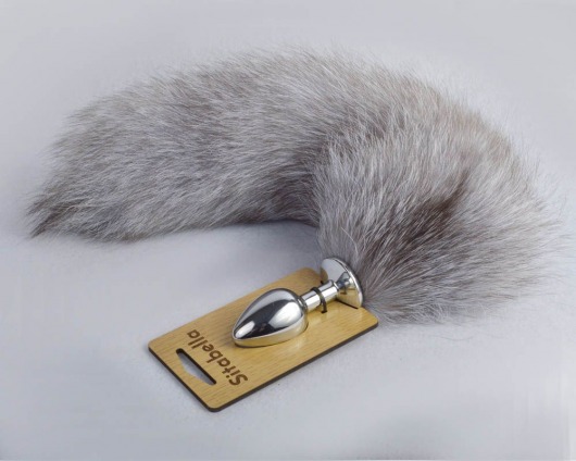 Серебристая анальная пробка с натуральным хвостиком - Sitabella - купить с доставкой в Кисловодске