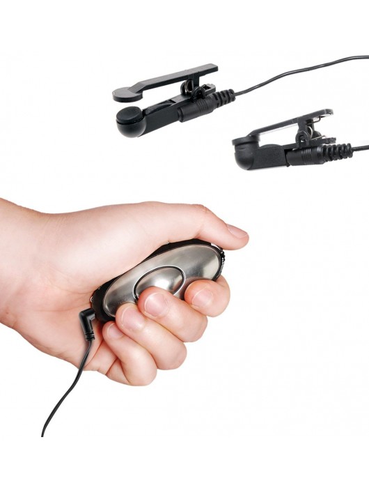 Черные электрические зажимы для сосков Shock Therapy Nipple Clamps - Pipedream - купить с доставкой в Кисловодске