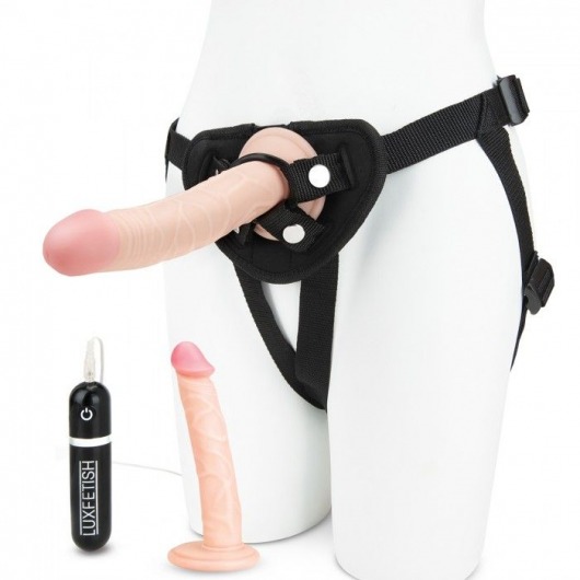 Регулируемые трусики с 2 насадками - 16 и 15 см. - Lux Fetish - купить с доставкой в Кисловодске